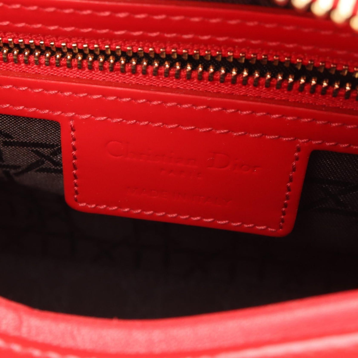 Dior LADY DIOR Christian Dior Cannage 2WAY Handbag Red Patent leather 2101220159658