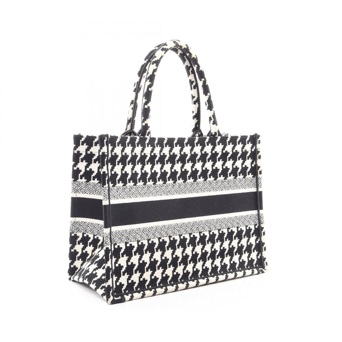 Dior BOOK TOTE Medium Houndstooth Pattern Tote Bag White/Black canvas 2101220152550