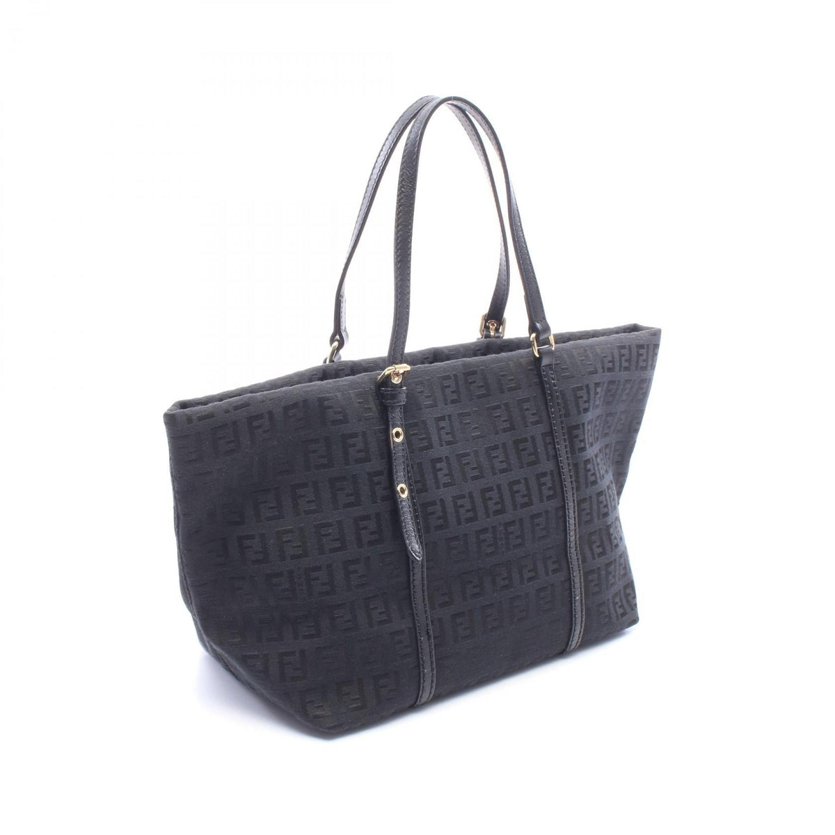 FENDI Zucchino Tote Bag Black canvas leather 8BH214 2101220140823