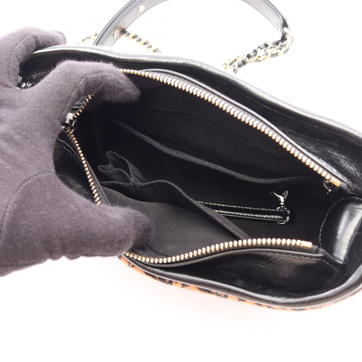 CHANEL Orange/Black/Multicolor Gabrielle de Chanel Small Hobo Bag with Combination Hardware leather knit 2104102541008