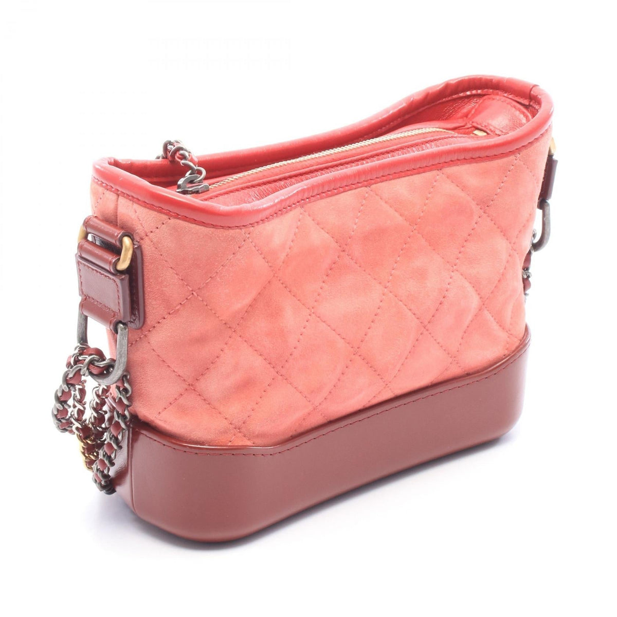 CHANEL Pink/Red/Bordeaux Gabriel De Chanel Small Hobo Suede leather A91810 2104102540995