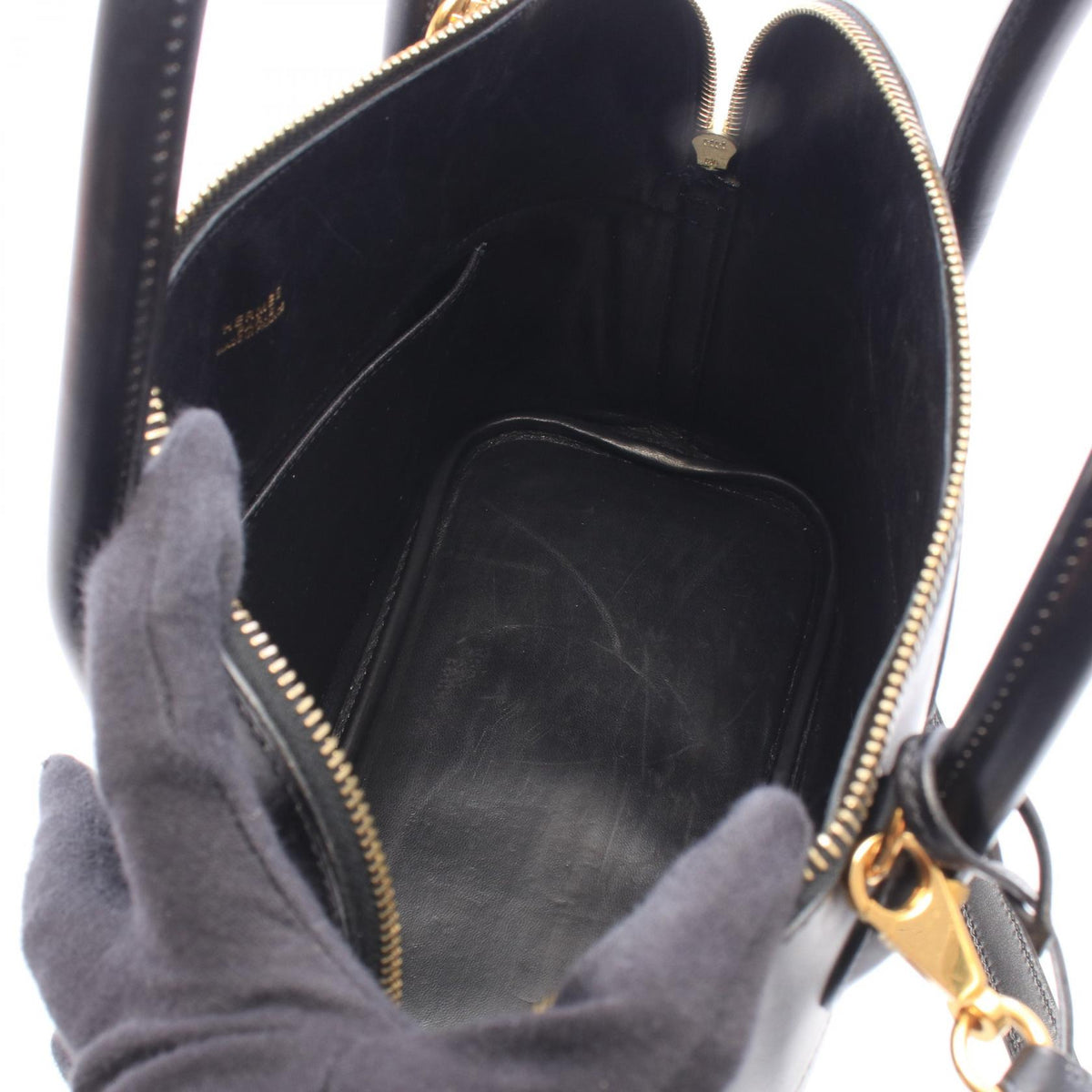 HERMES Bolide31 2WAY Handbag Black Box calf leather Calfskin (cowhide) 2104102540926