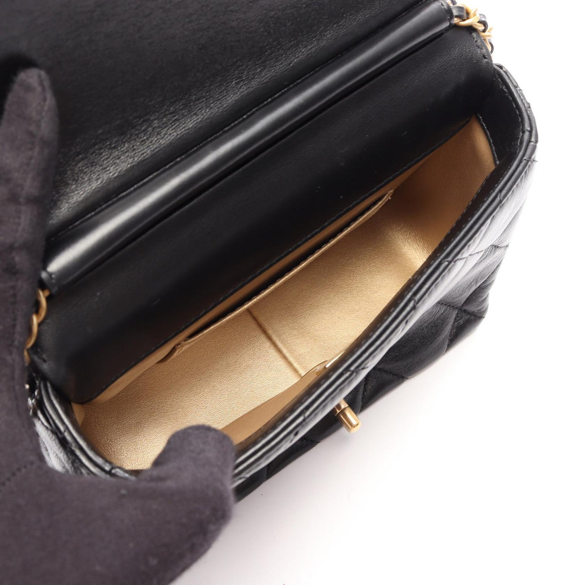 CHANEL Black Matelasse mini flap bag Lambskin (sheep leather) AS4986 2106800645460
