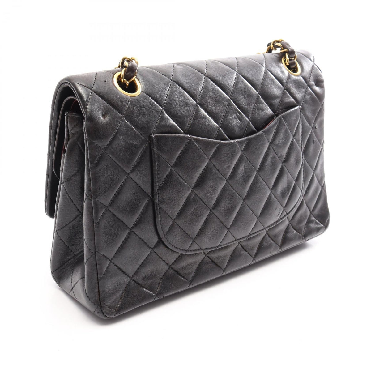 CHANEL Black Matelasse W flap Lambskin (sheep leather) 2101220035648