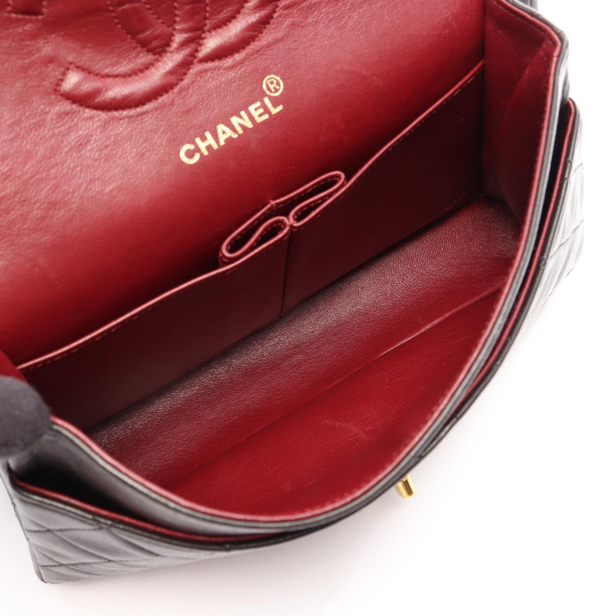 CHANEL Black Matelasse W flap Lambskin (sheep leather) 2101220035648