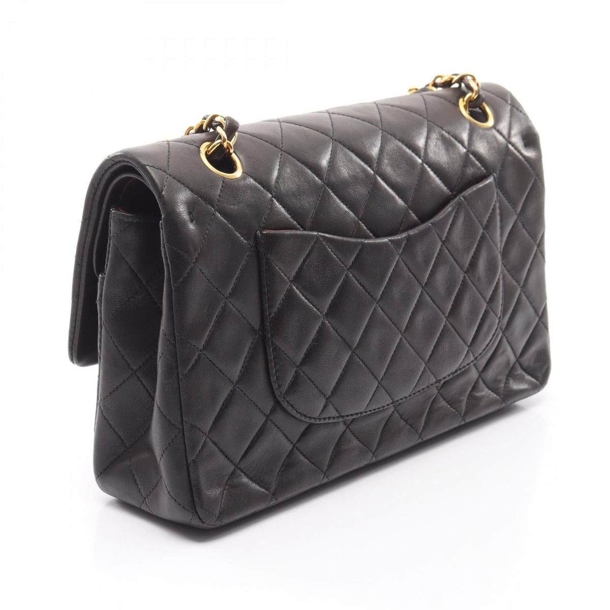 CHANEL Black Matelasse W flap Lambskin (sheep leather) 2101220035570