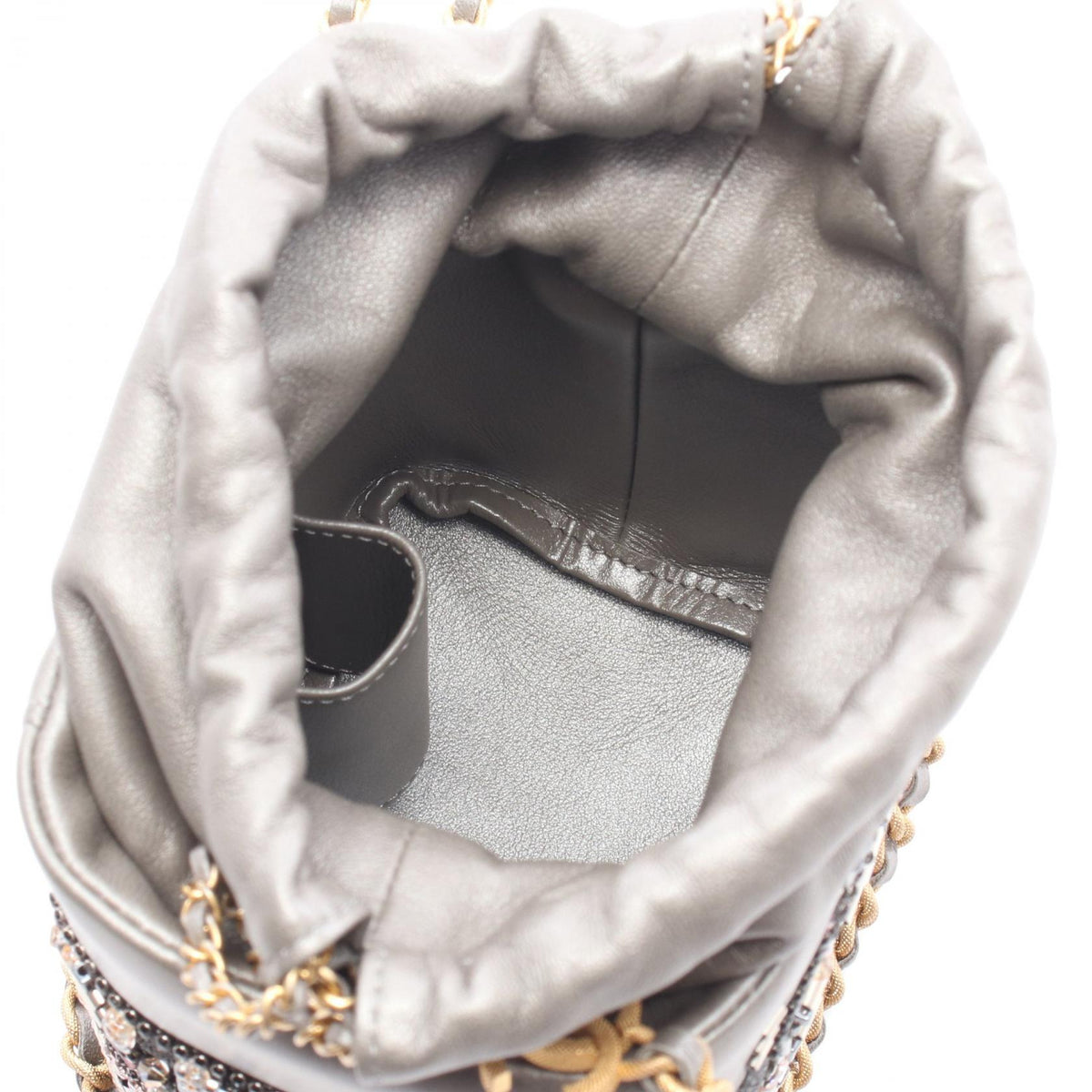 CHANEL Silver Small bucket bag with bead embroidery Lambskin (sheep leather) AP2220 2101219830186