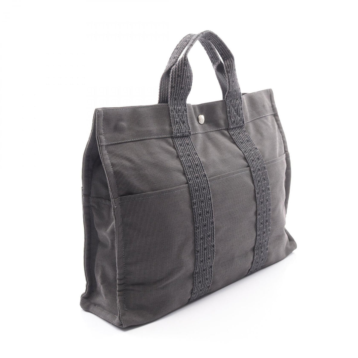 HERMES HerlineMM Tote Bag Gray canvas Nylon canvas 2107601152386