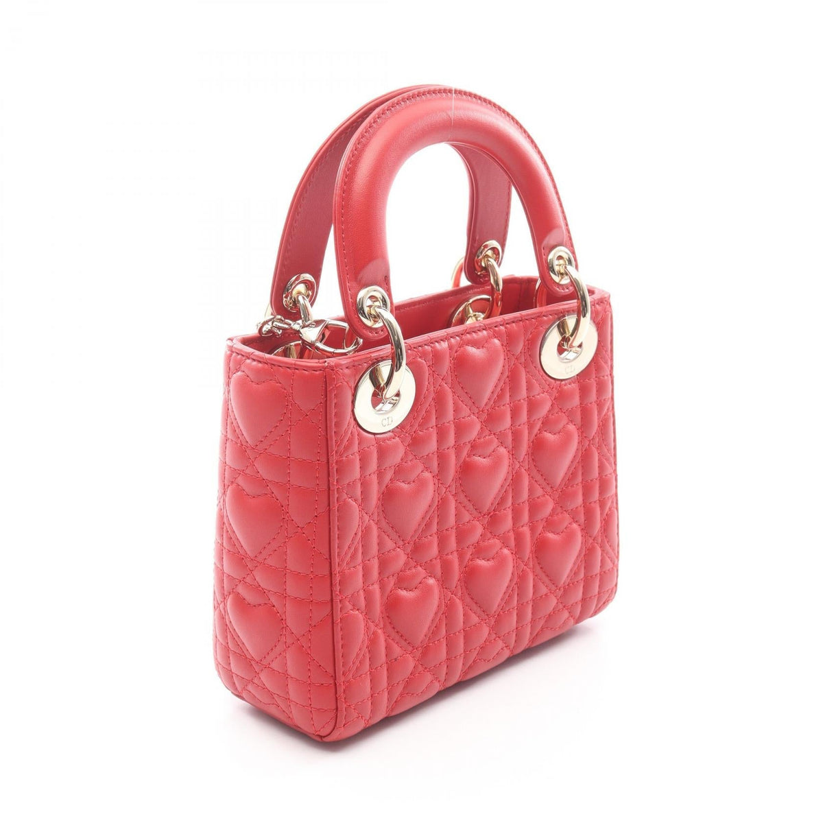 Dior Christian Dior Mini Heart Cannage for Women Handbag Red leather 2101219305172