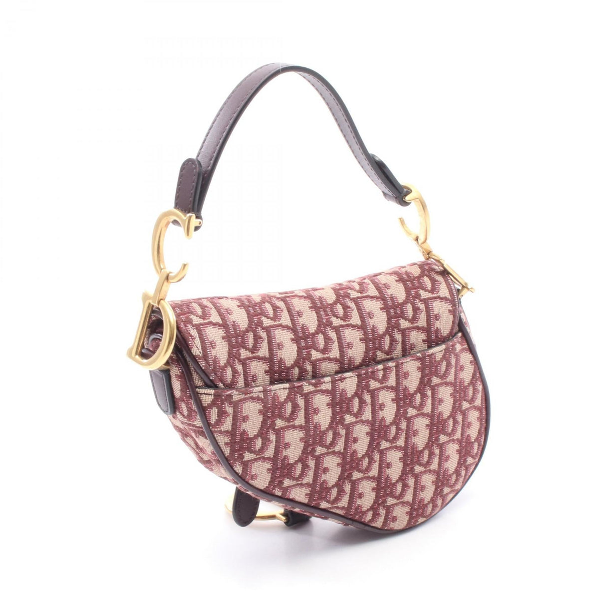 Dior SADDLE Oblique Handbag Bordeaux/Beige canvas�leather 2101219304731