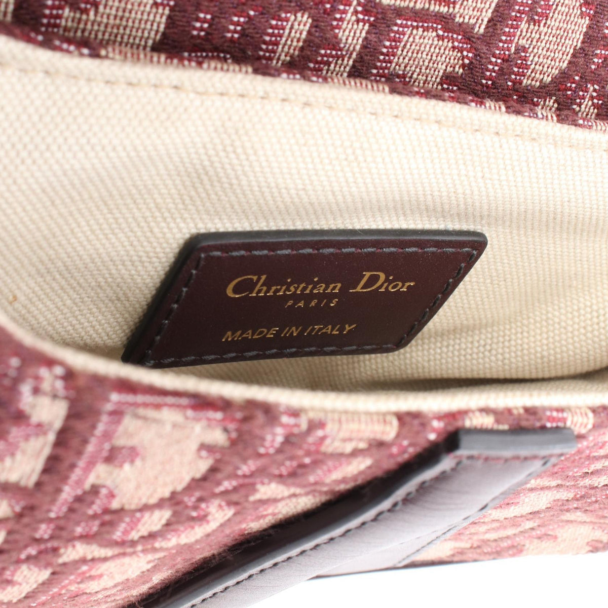 Dior SADDLE Oblique Handbag Bordeaux/Beige canvas�leather 2101219304731