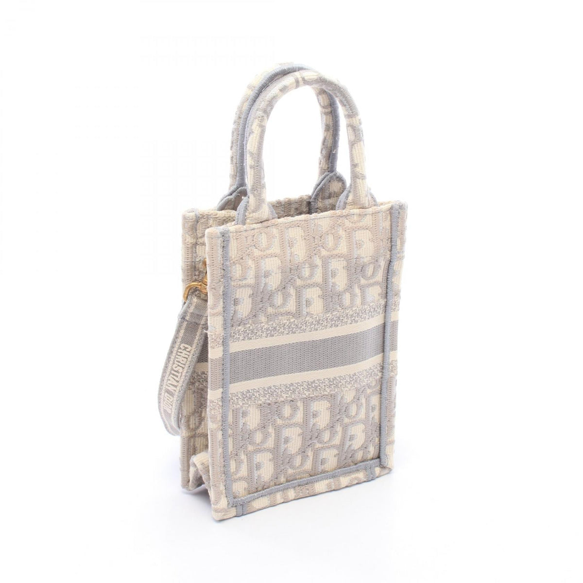 Dior BOOK TOTE Vertical Bag Mini Phone Bag 2WAY Handbag Gray/White canvas 2101220158613