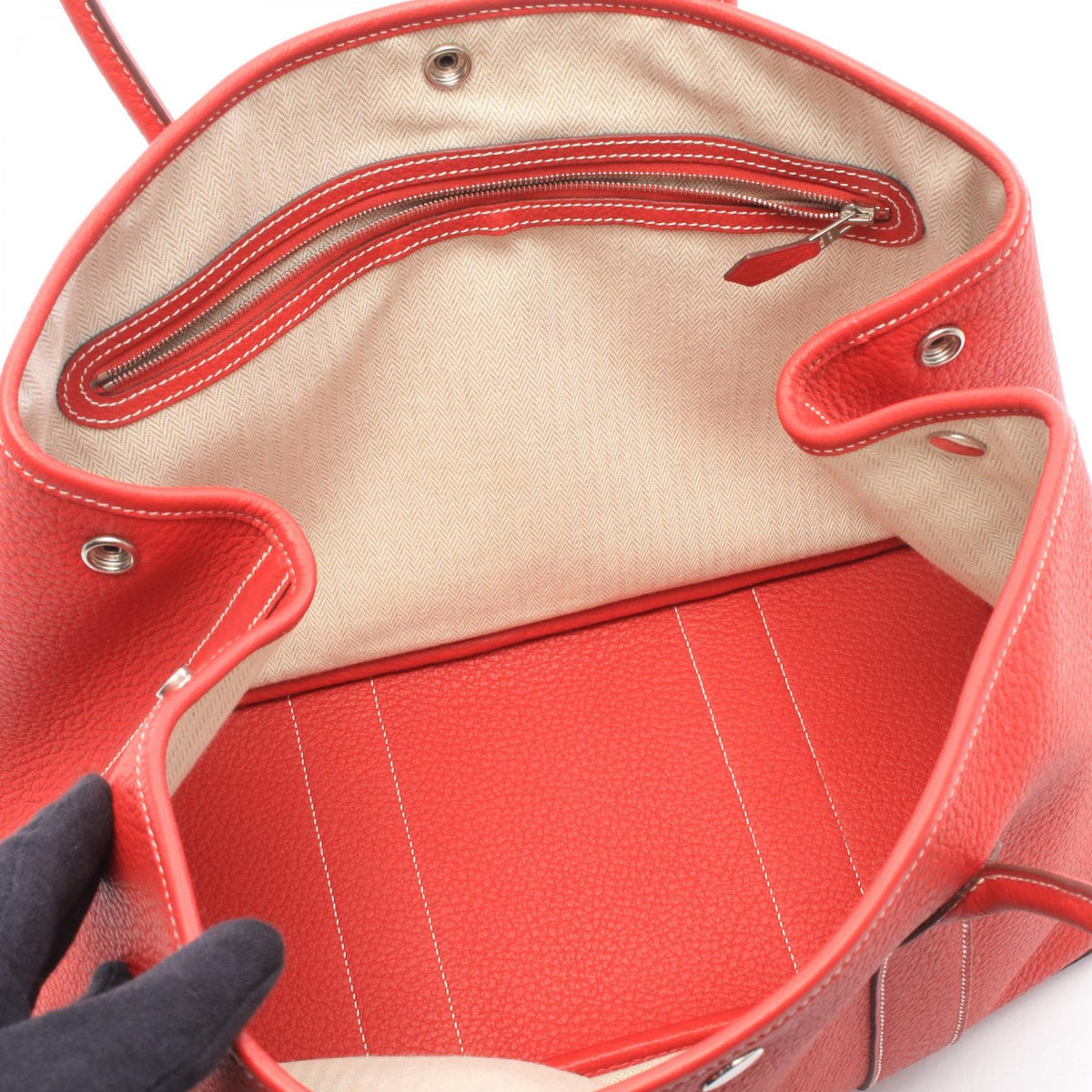 HERMES Garden Party PM Rouge casaque Tote Bag Red Country leather Other Country leather 2101220060664