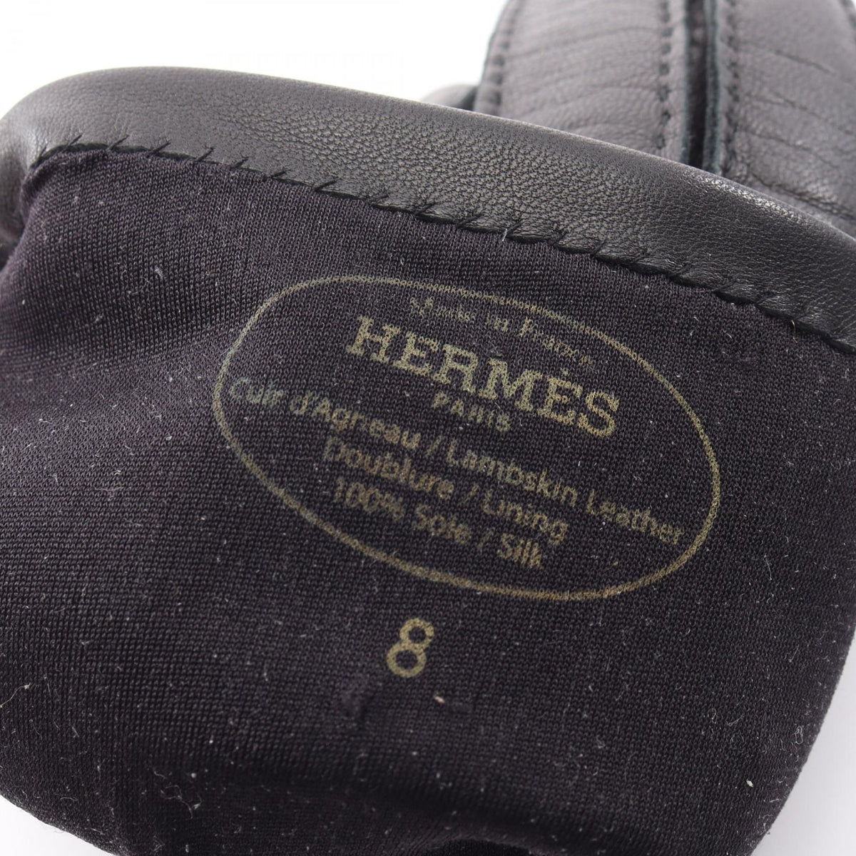HERMES Crude cell gloves Black leather 2100301256446