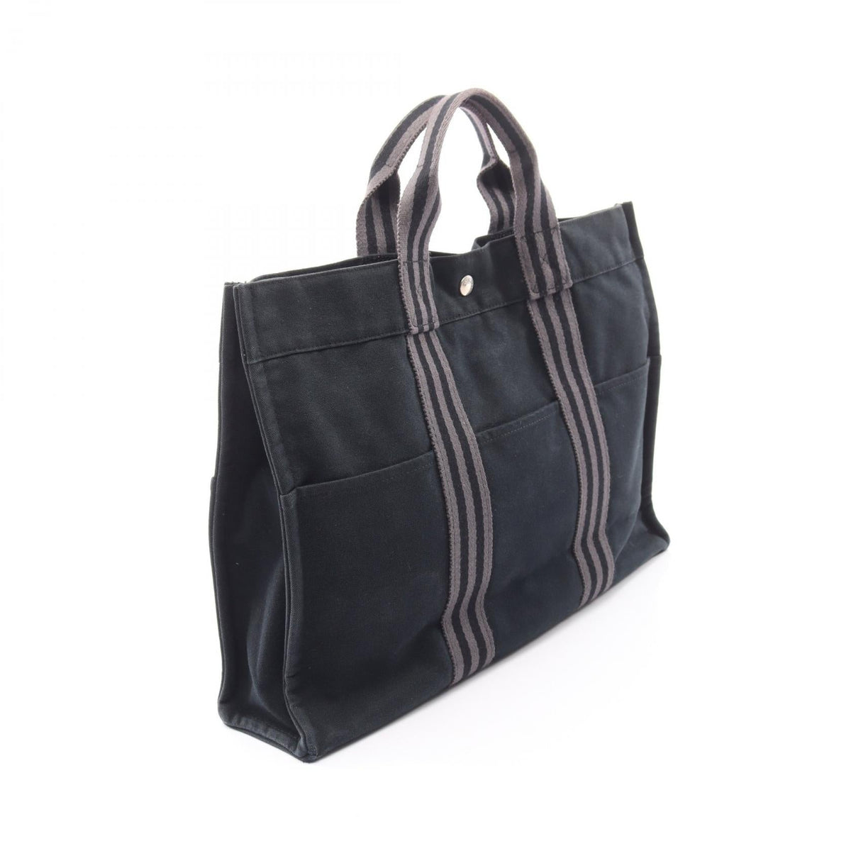 HERMES Fourre-toutMM Tote Bag Black/Gray canvas 2101220156213