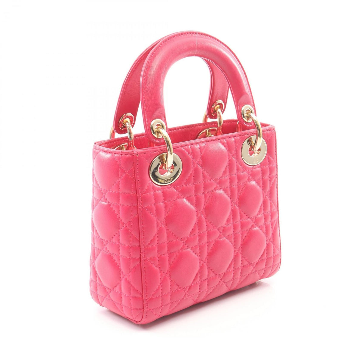 Dior Lady Christian Dior Mini Cannage 2WAY Handbag Pink leather 2101219843766