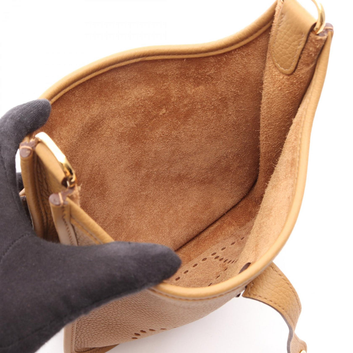 HERMES Evelyne3 23 Biscuit Shoulder Bag Brown Taurillon Clemence Other�Taurillon Clemence 2101220141356