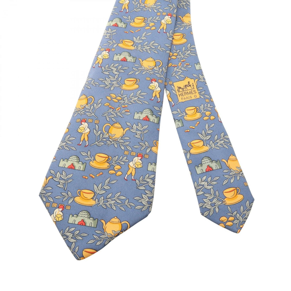 HERMES Overall handle tie Blue/Multicolor silk silk 2118300094648