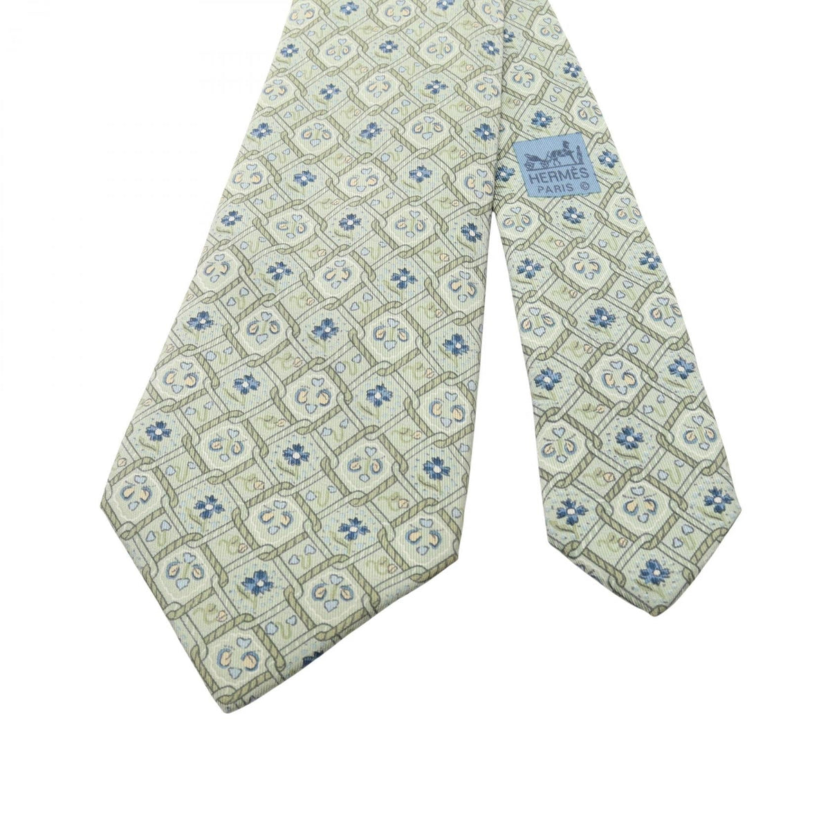 HERMES Overall handle tie Green/Multicolor silk silk 2118300094587