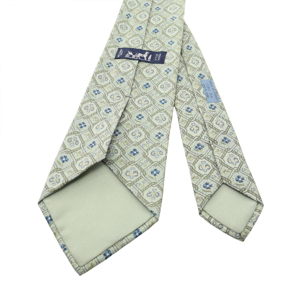 HERMES Overall handle tie Green/Multicolor silk silk 2118300094587