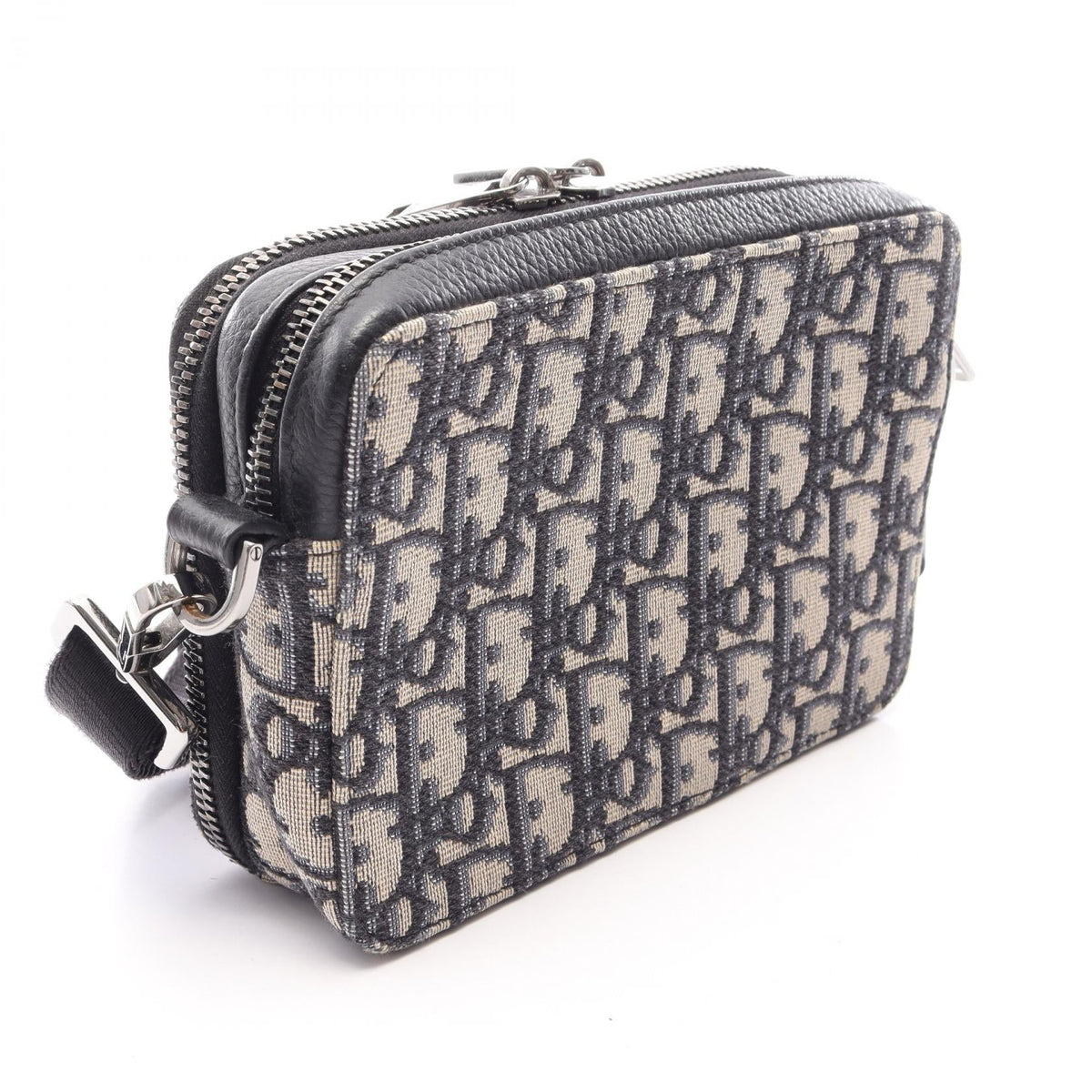 Dior Strap Zip Pouch Oblique Shoulder Bag Beige/Navy canvas�leather 2101220139537