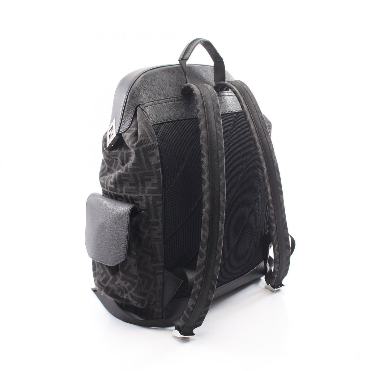 FENDI FF Jacquard Drive Zucca Rucksack Backpack Gray/Black canvas�leather 2101220139209