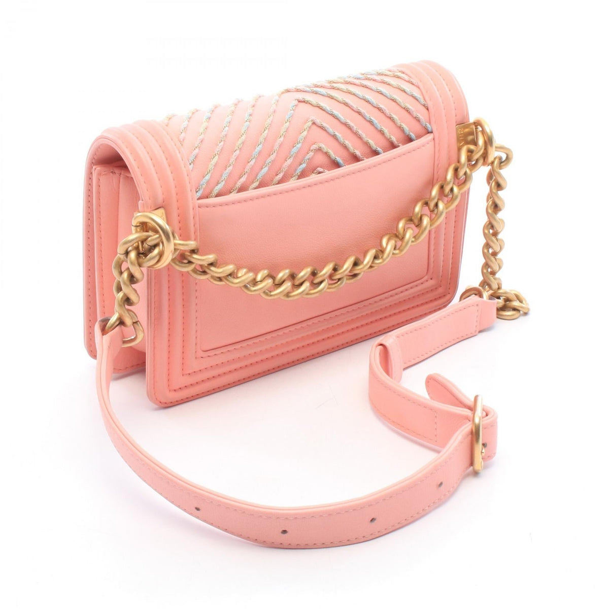CHANEL Pink Boy Chanel By the Sea Flap Chain Shoulder Bag Lambskin (sheep leather) 2120100038128