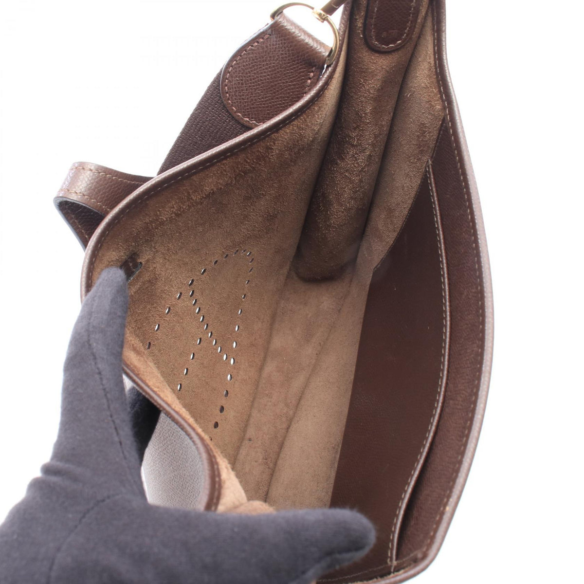 HERMES Evelyne 1 PM Chocolat Shoulder Bag Brown Epsom Other�Epsom 2101220101435