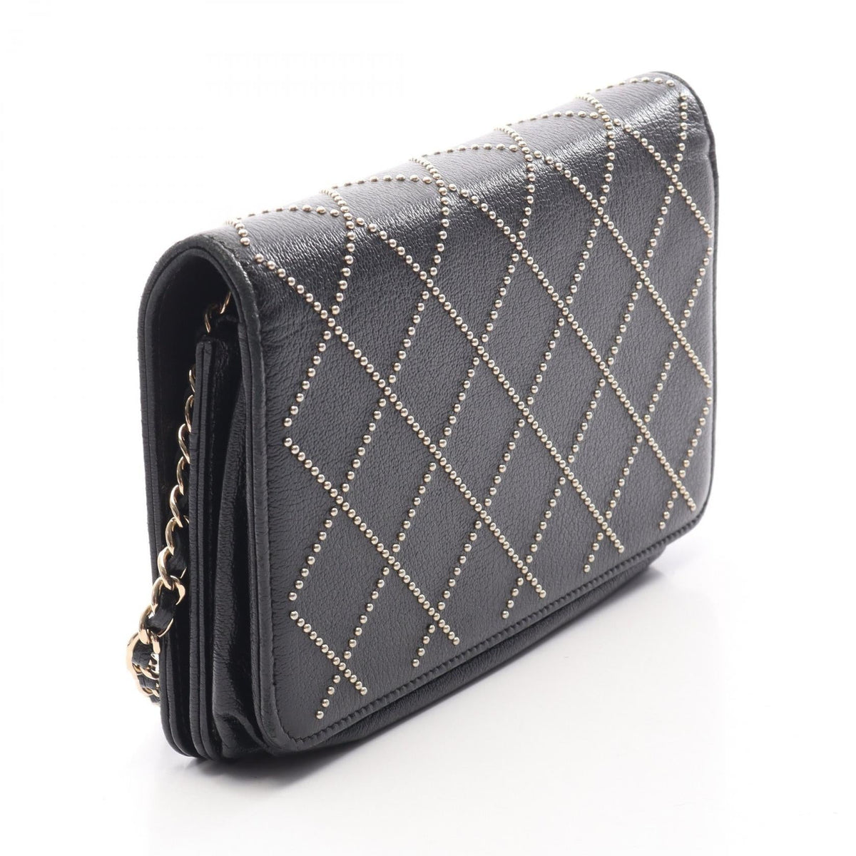 CHANEL Black Matelasse Studs leather 2101220097349