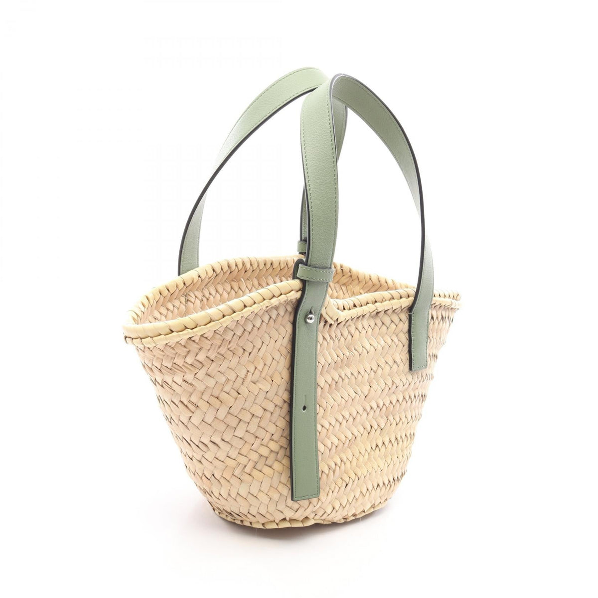 LOEWE Basket Bag Small Handbag Beige/Green leather Raffia 2104102543583