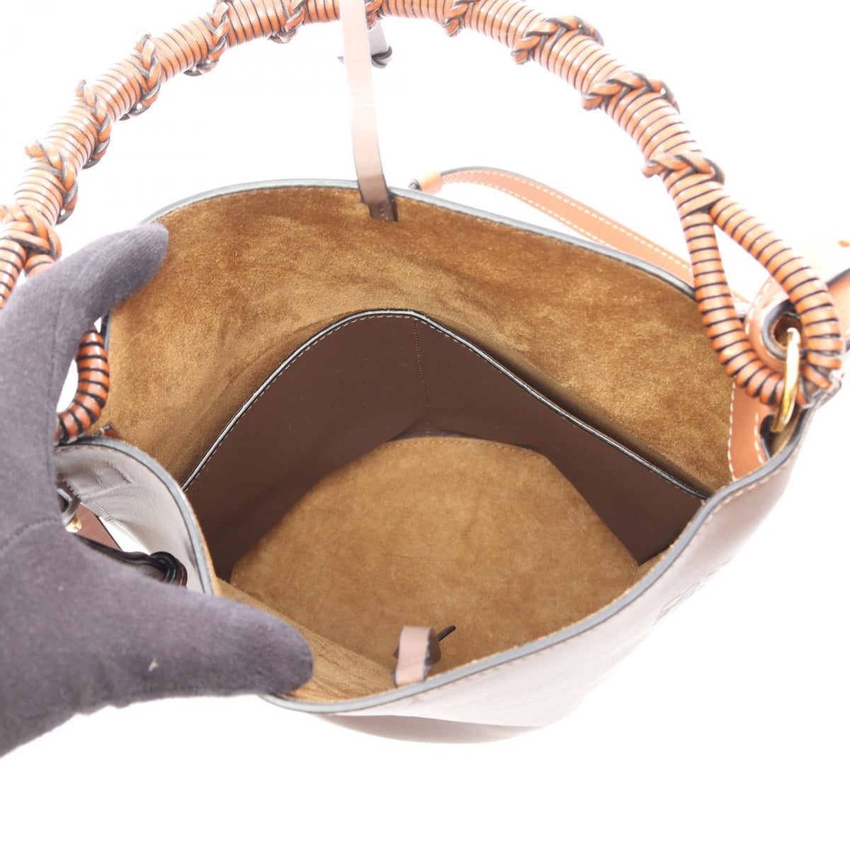 LOEWE Gate Bucket Bag 2WAY Shoulder Bag Brown leather 2104102543538