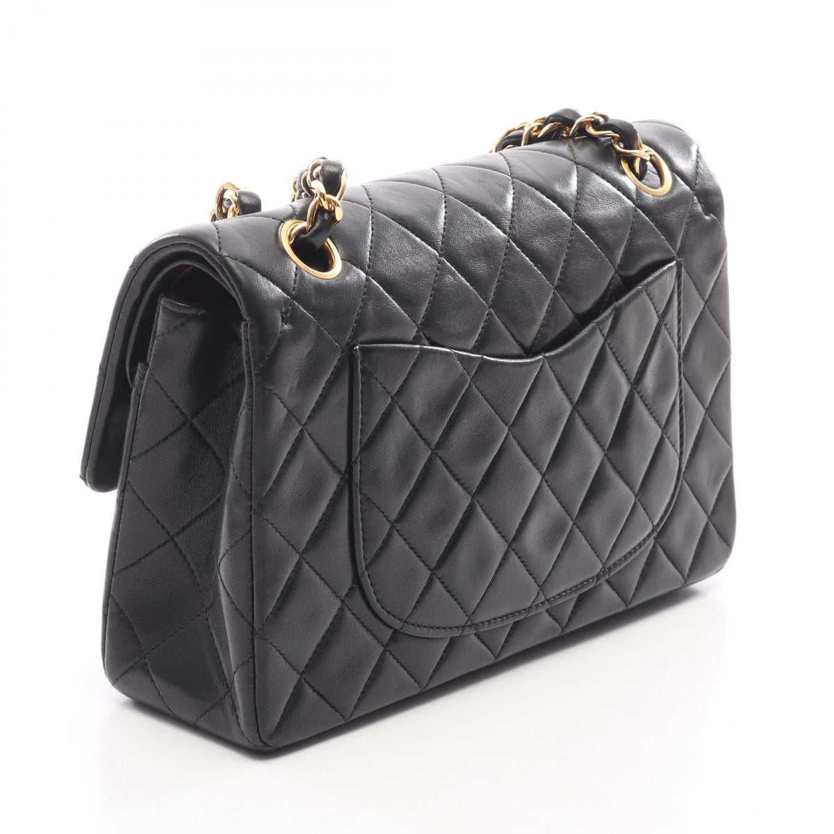 CHANEL Black Matelasse W flap Lambskin (sheep leather) 2101220211547