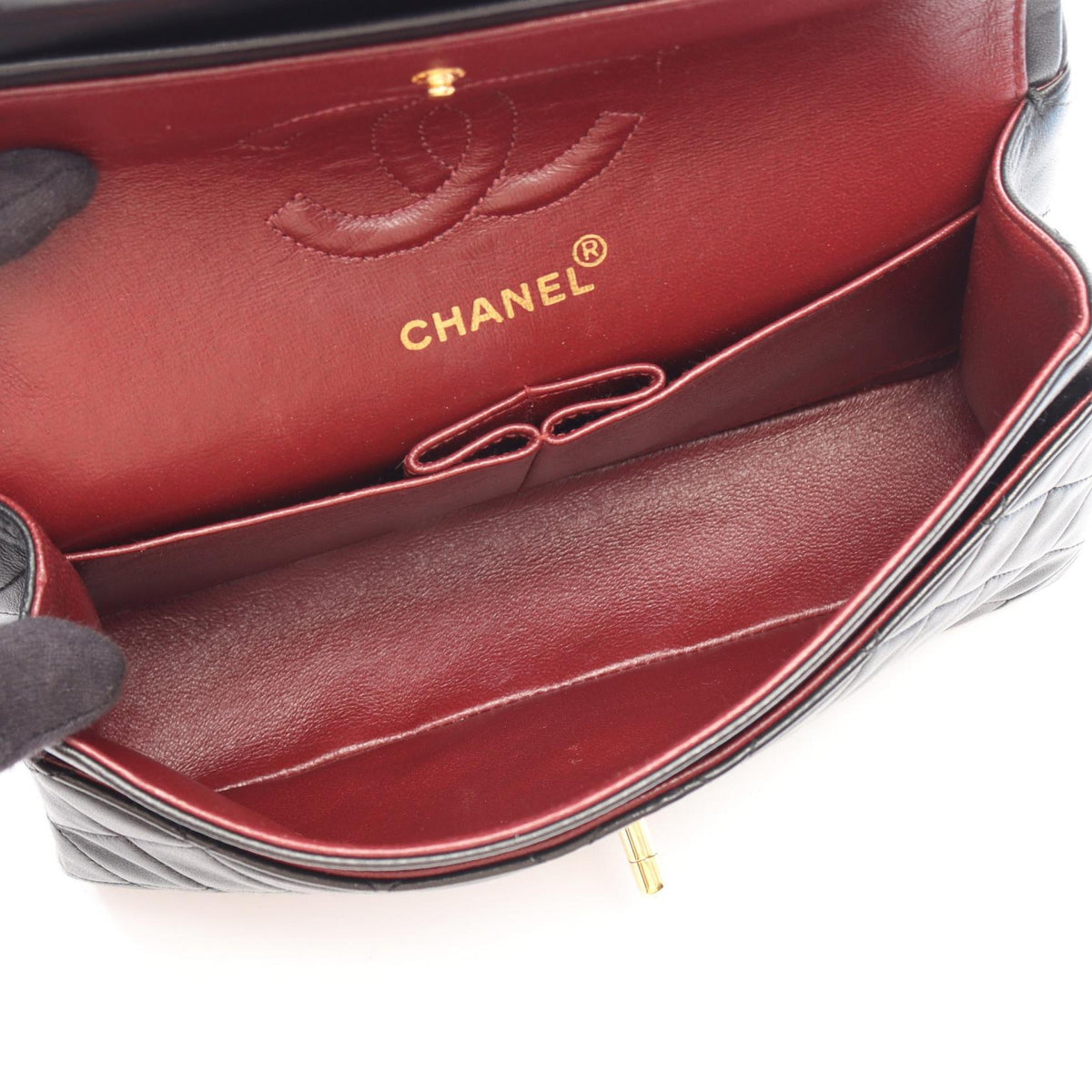 CHANEL Black Matelasse W flap Lambskin (sheep leather) 2101220211547