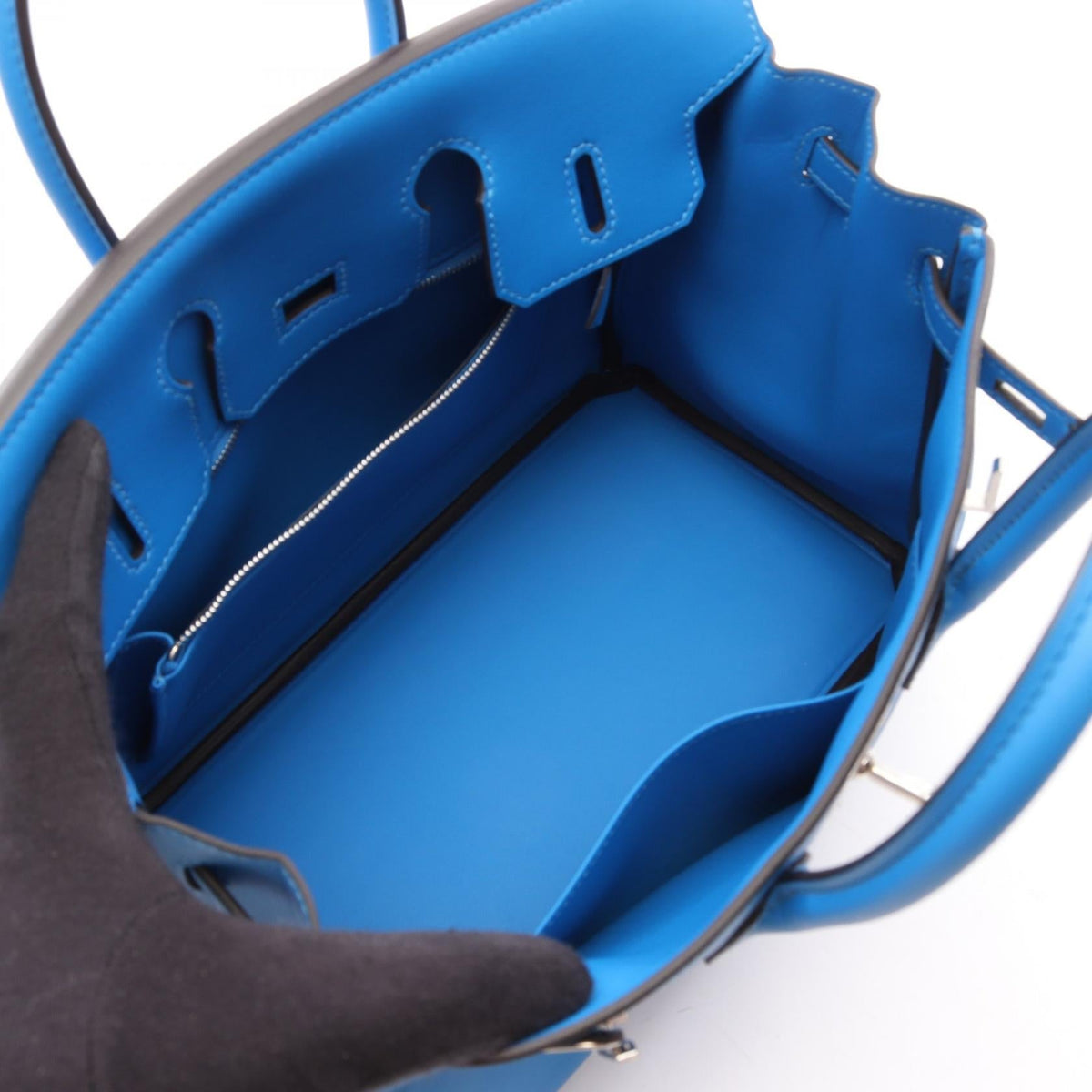 HERMES Birkin 25 New Blue Hydra Handbag Blue Vaux Swift leather Other Vaux Swift leather 2104102543392
