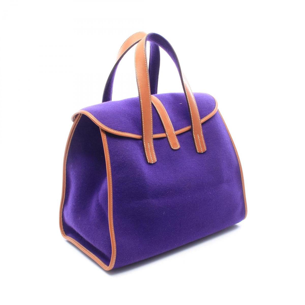 HERMES Hooded Fauve Handbag Purple/Brown Feutre Other�Feutre / Barenia leather 2101220204181