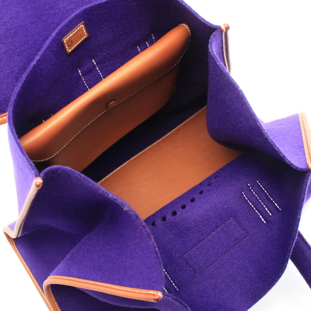 HERMES Hooded Fauve Handbag Purple/Brown Feutre Other�Feutre / Barenia leather 2101220204181