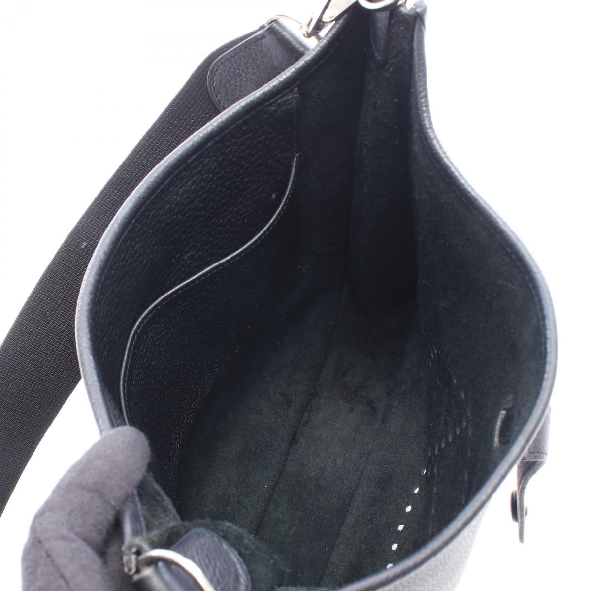 HERMES Evelyne 1 Anne PM Shoulder Bag Black Taurillon Clemence Other Taurillon Clemence 2104102543132