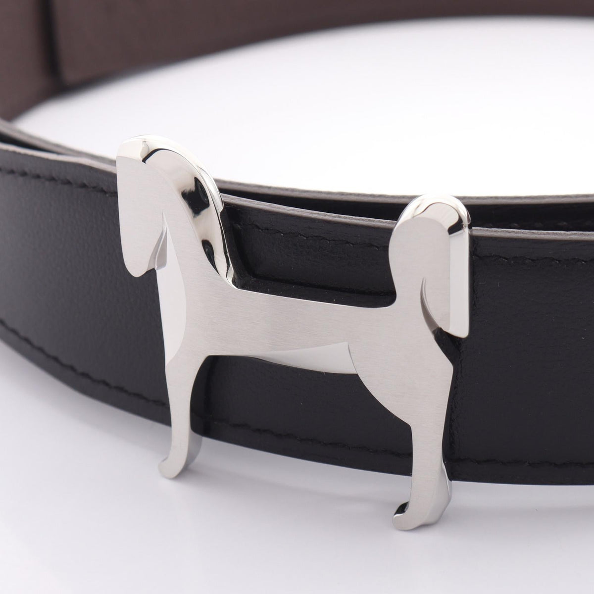 HERMES Panache Reversible belt Black/Brown Togo leather Calfskin (cowhide) Togo leather 2104102543064