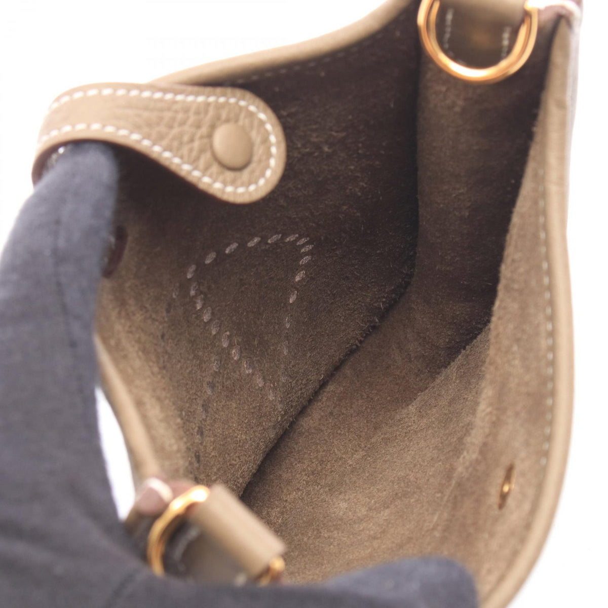 HERMES EvelyneTPM Etoupe Grey Shoulder Bag Gray Taurillon Clemence Other�Taurillon Clemence 2104102542999