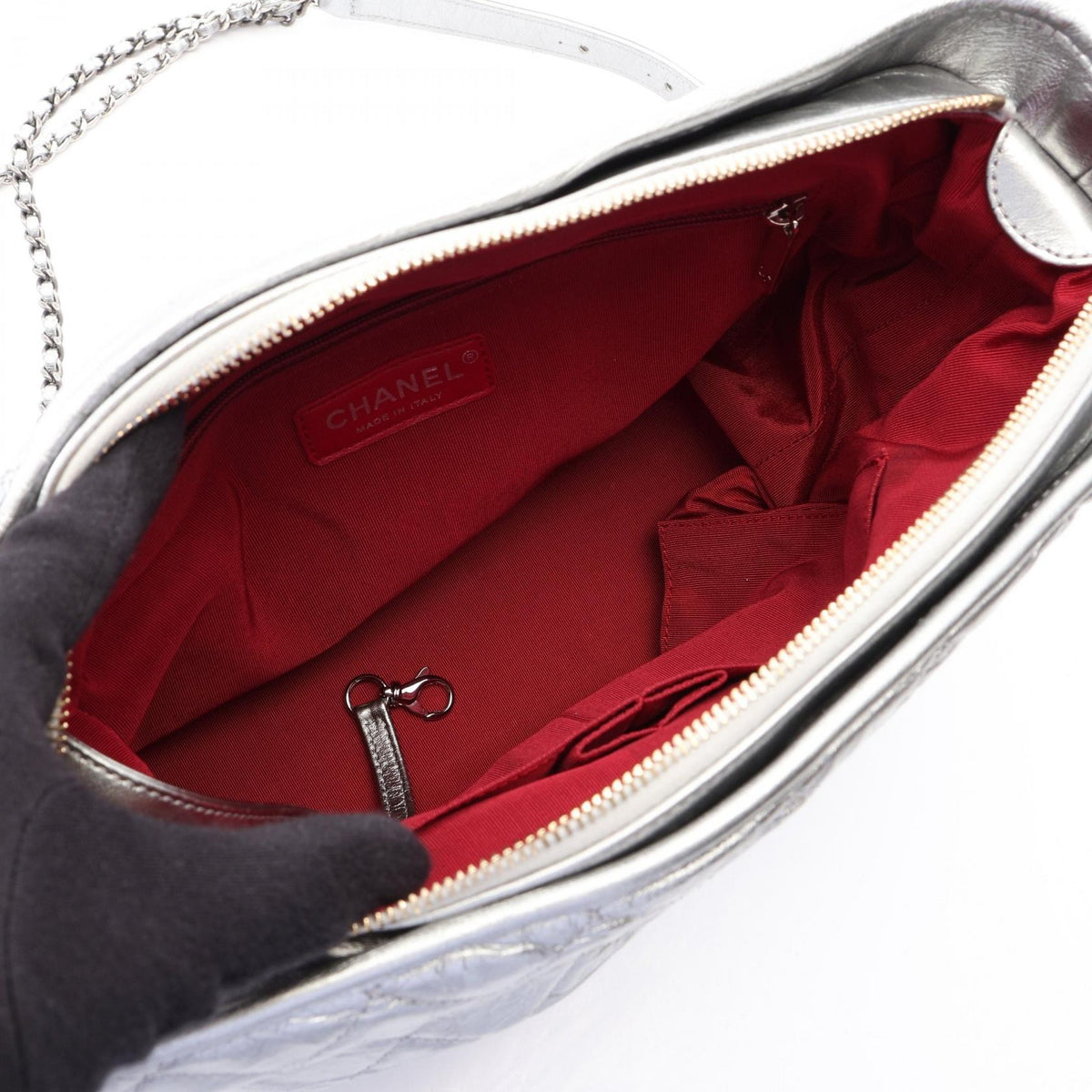 CHANEL Silver Gabriel de Chanel large Hobo leather A93824 2101220189273