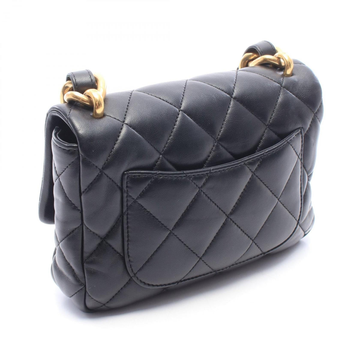 CHANEL Black Matelasse small flap bag leather AS3214 2101220177423