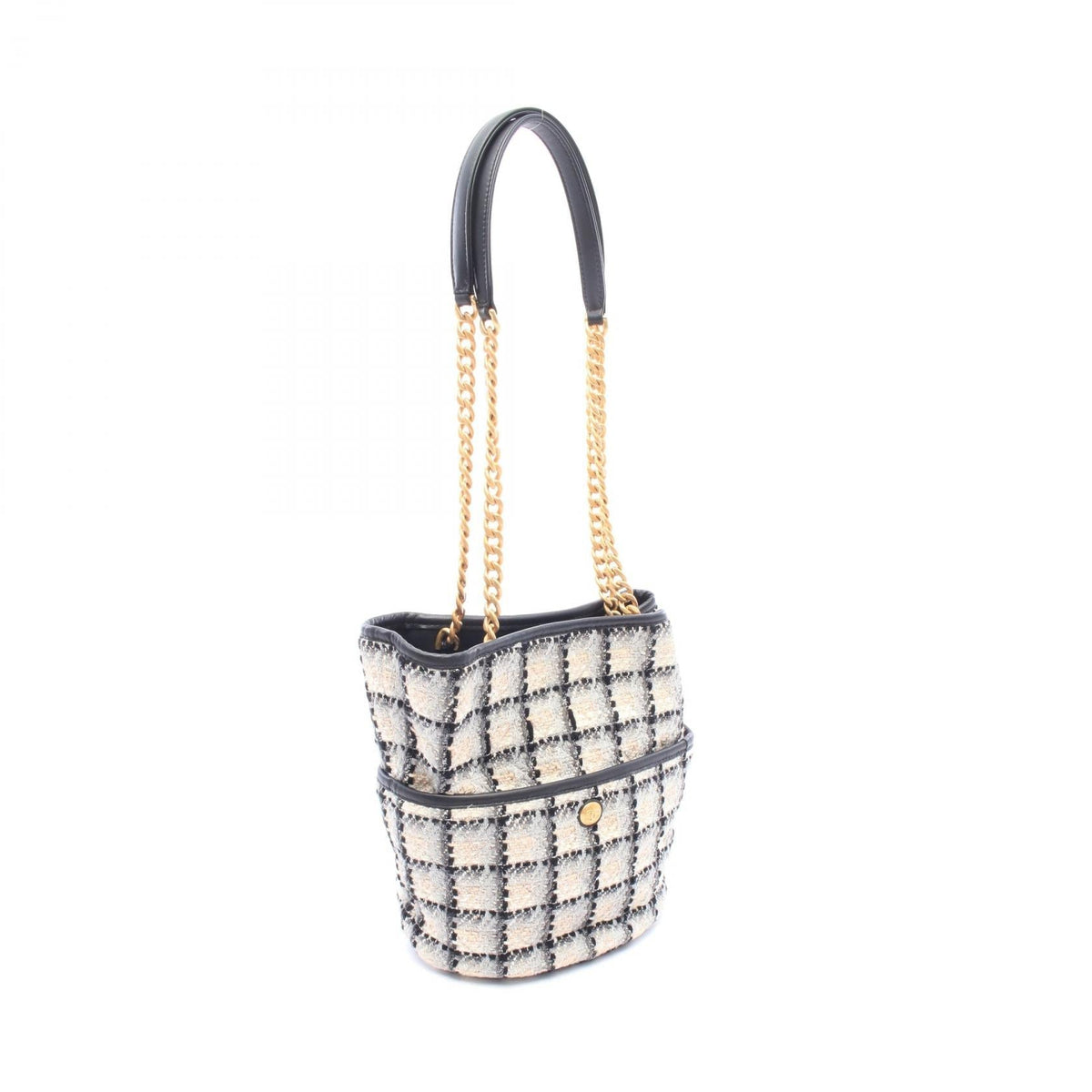 CHANEL Black/Gray/Multicolor COCO Mark bucket bag Fabric leather 2101220177379