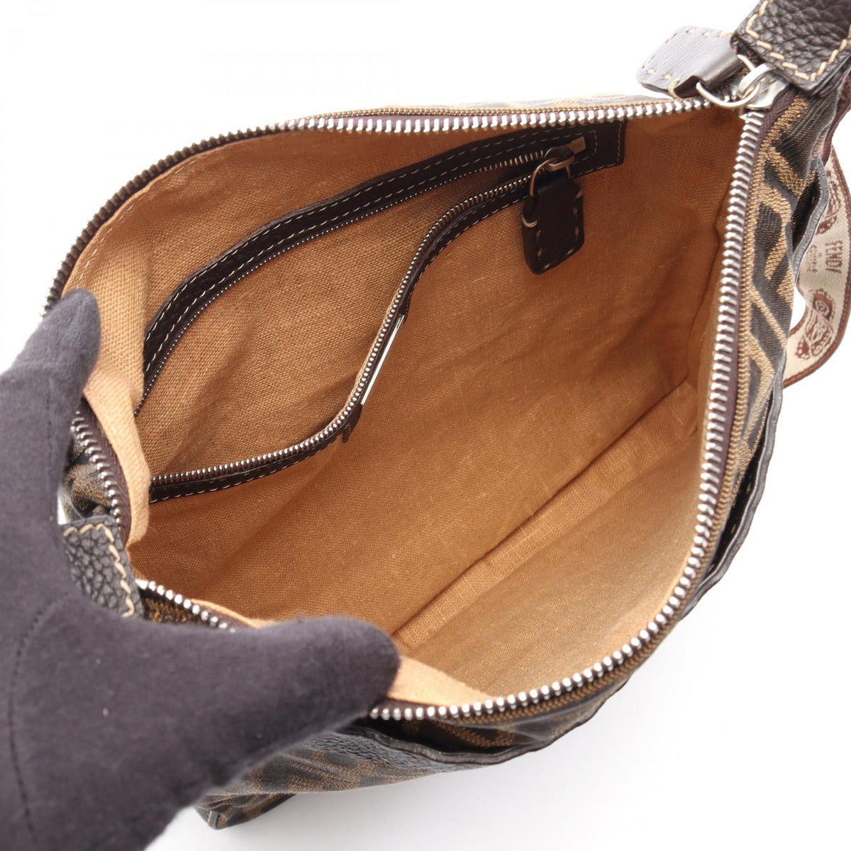 FENDI Selleria Zucca Shoulder Bag Brown canvas leather 8BT109 2101220211721