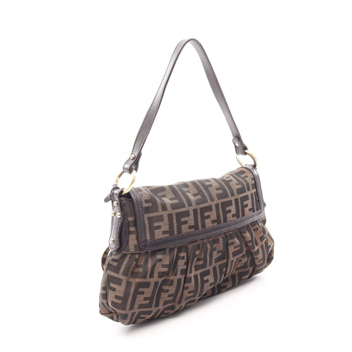 FENDI Zucca Shoulder Bag Brown canvas leather 8BR445 2101220211714