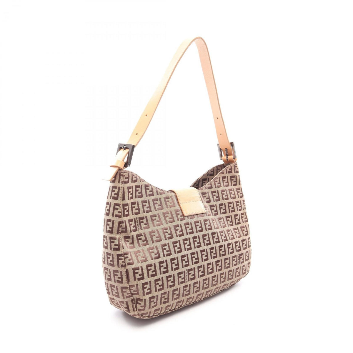 FENDI Zucchino Shoulder Bag Beige/Brown canvas�leather 8BR036 2101220150662