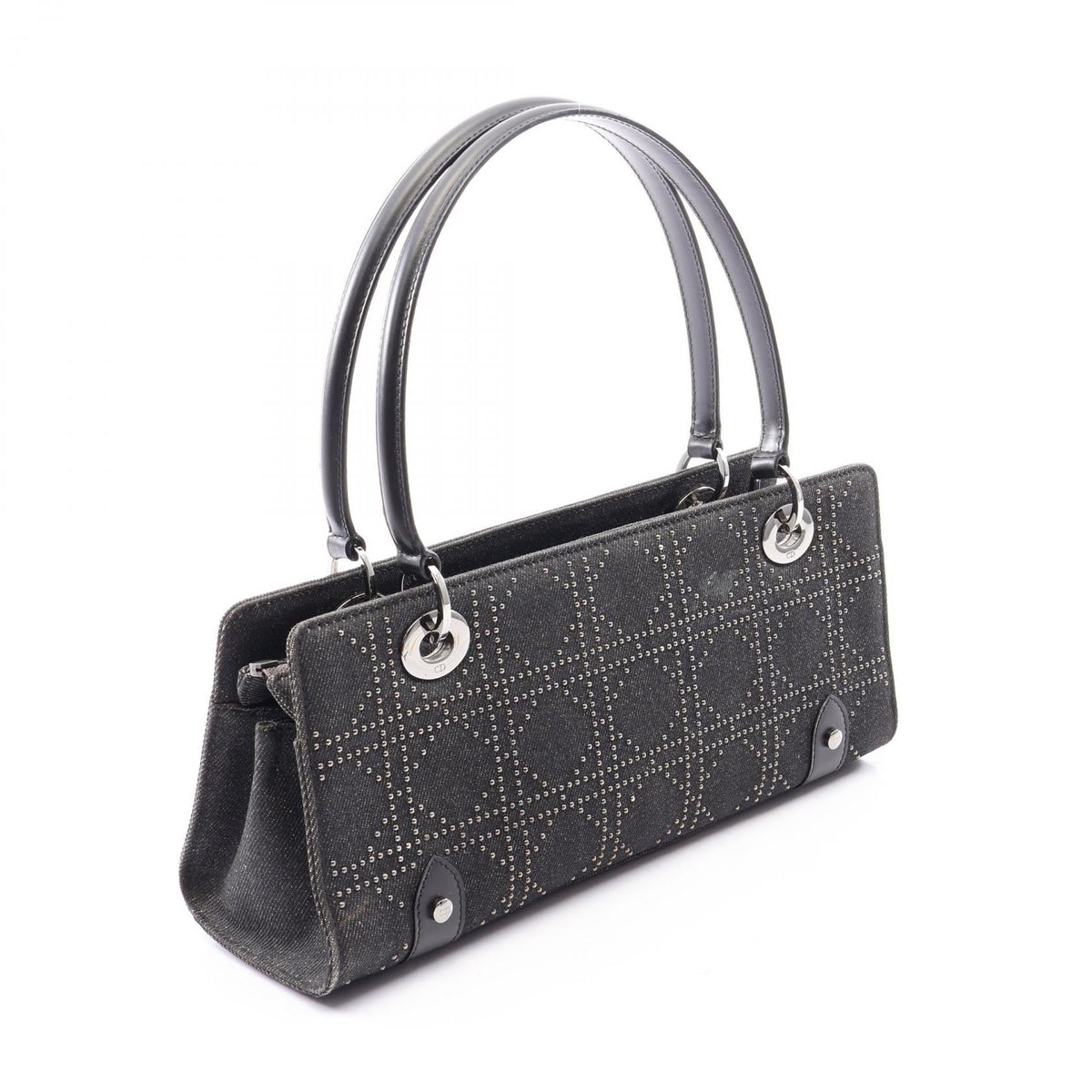 Dior cannage studs Handbag Black denim leather 2101220150815