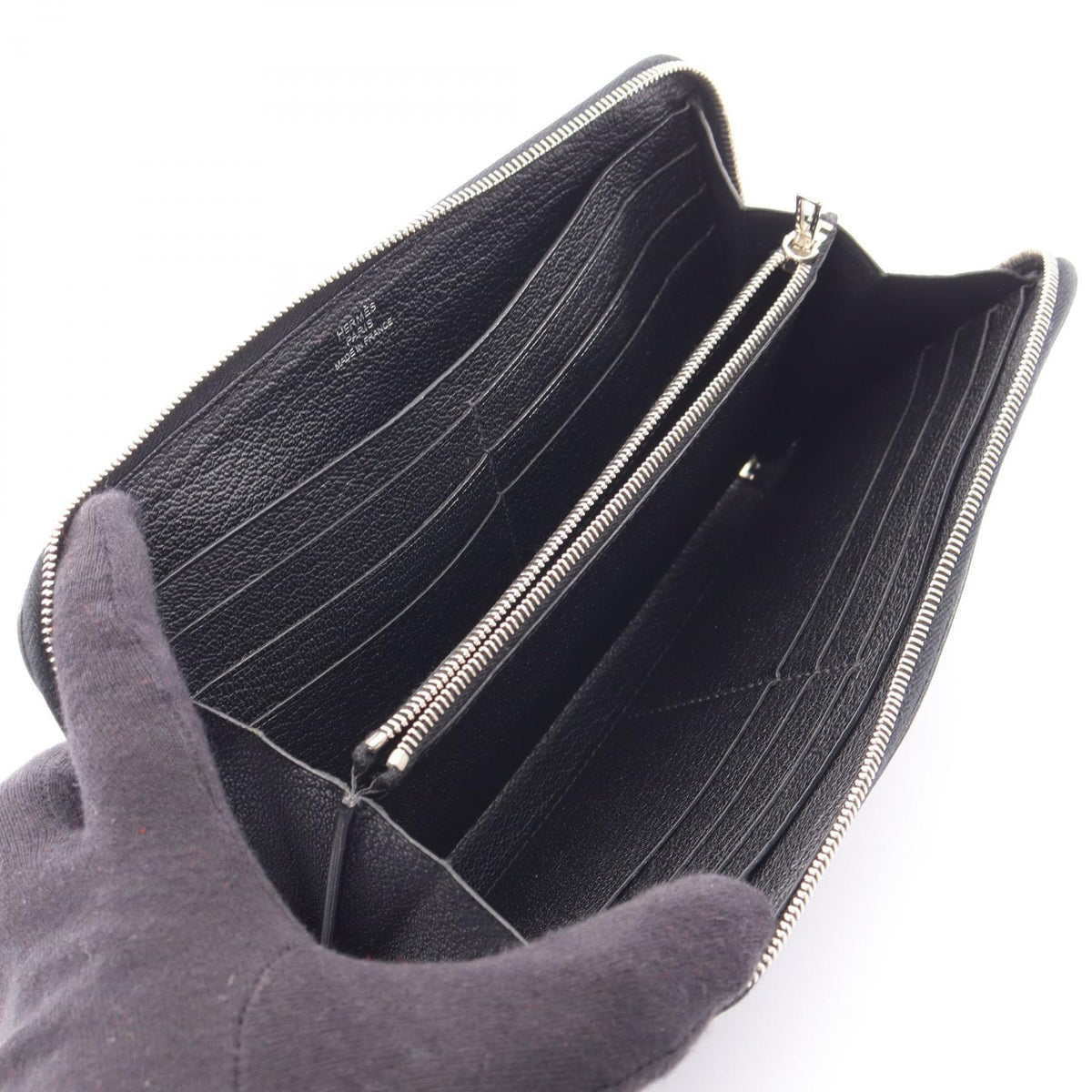 HERMES Asap Long Classic Around long wallet Black Chevre leather�Chevre 2101220218249