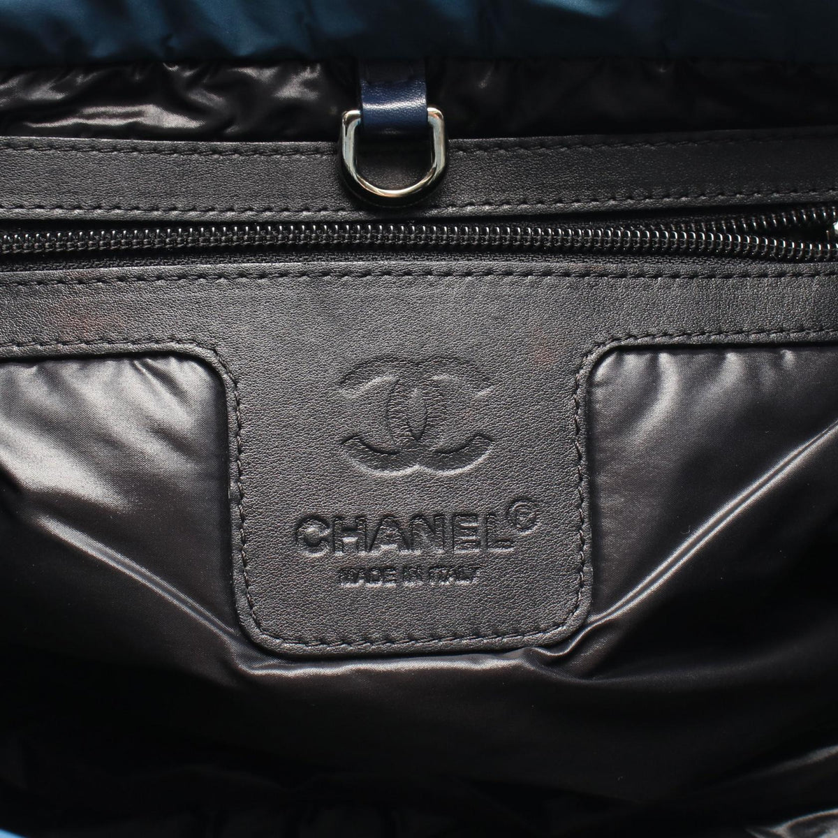 CHANEL Green/Navy Cocoko Koon Small Nylon leather A48610 2107601180952