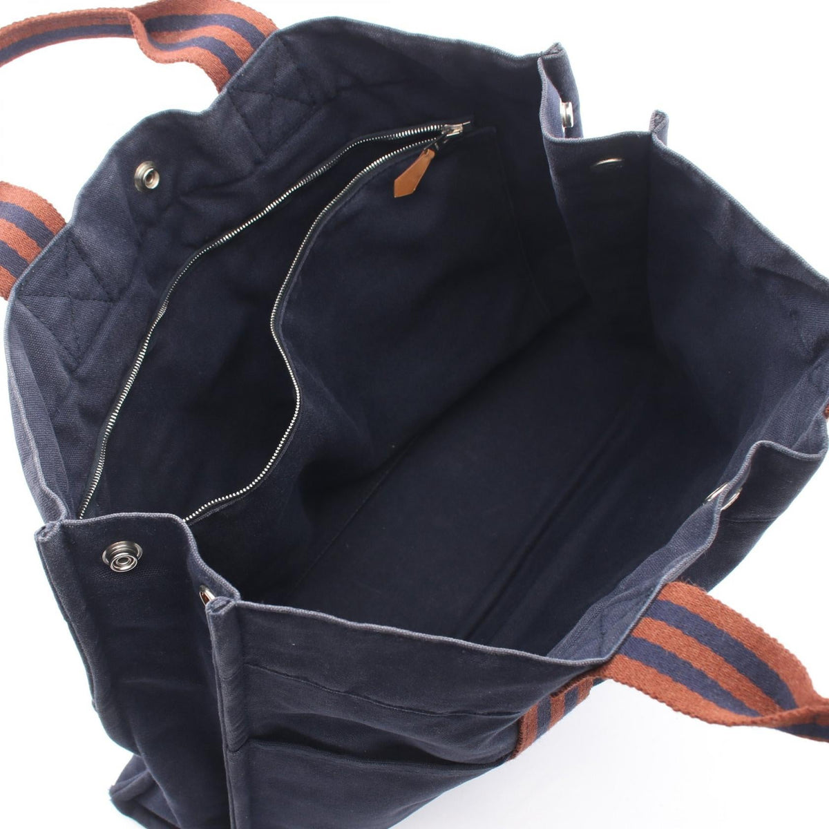 HERMES Fourre-toutMM Tote Bag Navy/Brown canvas 2101220156220