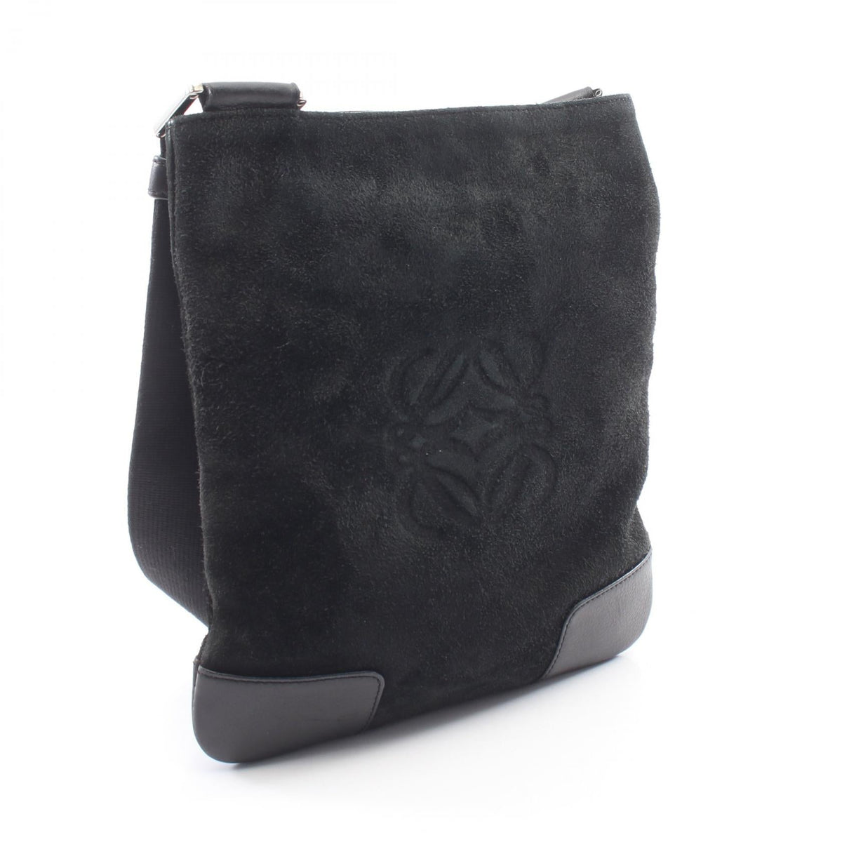 LOEWE anagram Shoulder Bag Black Suede leather 2101220157876